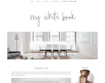 50% OFF NEW! My white book Blogger Template - Responsive Blogger Template - Feminine Blogger Template - Minimalist Template-Blogger Template