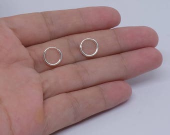 Open Circle Round Sterling Silver Hoop Earrings , Unisex Hoop Earrings , Geometric Shaped Hoops, Men Jewelry