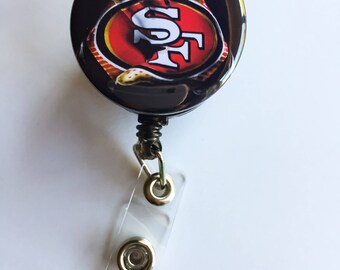 1-1/2" San Francisco 49ers Football inspired ID badge reel
