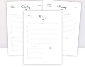 2017 DAILY PLANNER | 2017 AGENDA | Instant Download | Insert planner | Day on 1 Page | A5 - A4 - Us letter - Half letter
