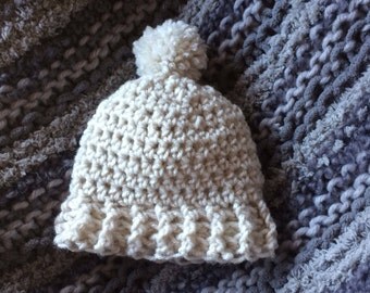 Wellington Hat, Newborn hat with pom pom