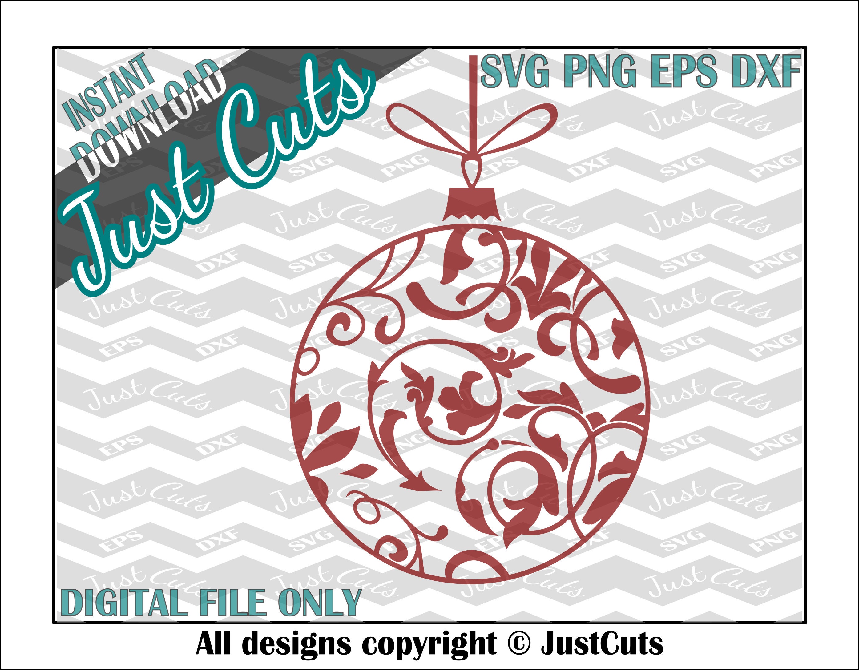 Filigree Ornament Filigree Ball Christmas SVG DXF fancy