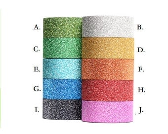 SALE! Glitter Washi Tape roll metallic powder scrapbooking planner supplies Gift decoration wedding - 15mm X 5 metres