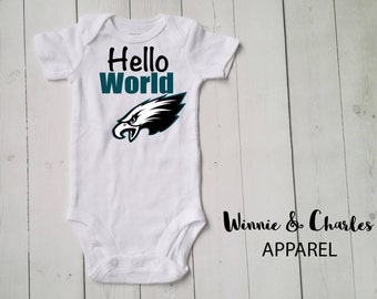 Hello World Onesie, Philadelphia Eagles Baby, Baby Take Home Outfit, Coming Home Outfit, Unisex Clothing, Baby Shower Gift