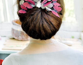 Burgundy hair comb butterfly hair accessory dark red butterfly crown butterfly head piece Bridal Hair Vines Wedding Hair Comb bohemian hair