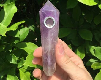 FLASH SALE! Amethyst Pipe, Crystal Pipe, Amethyst, Amethyst Crystal Pipe, Purple Gemstone, Crystal Wand, Amethyst Crystal
