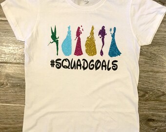 DISNEY PRINCESS, #Squadgoals tshirt, squad goals, girls princess shirt, Disneyland shirt, Disney shirt, disney princess silhouette shirt