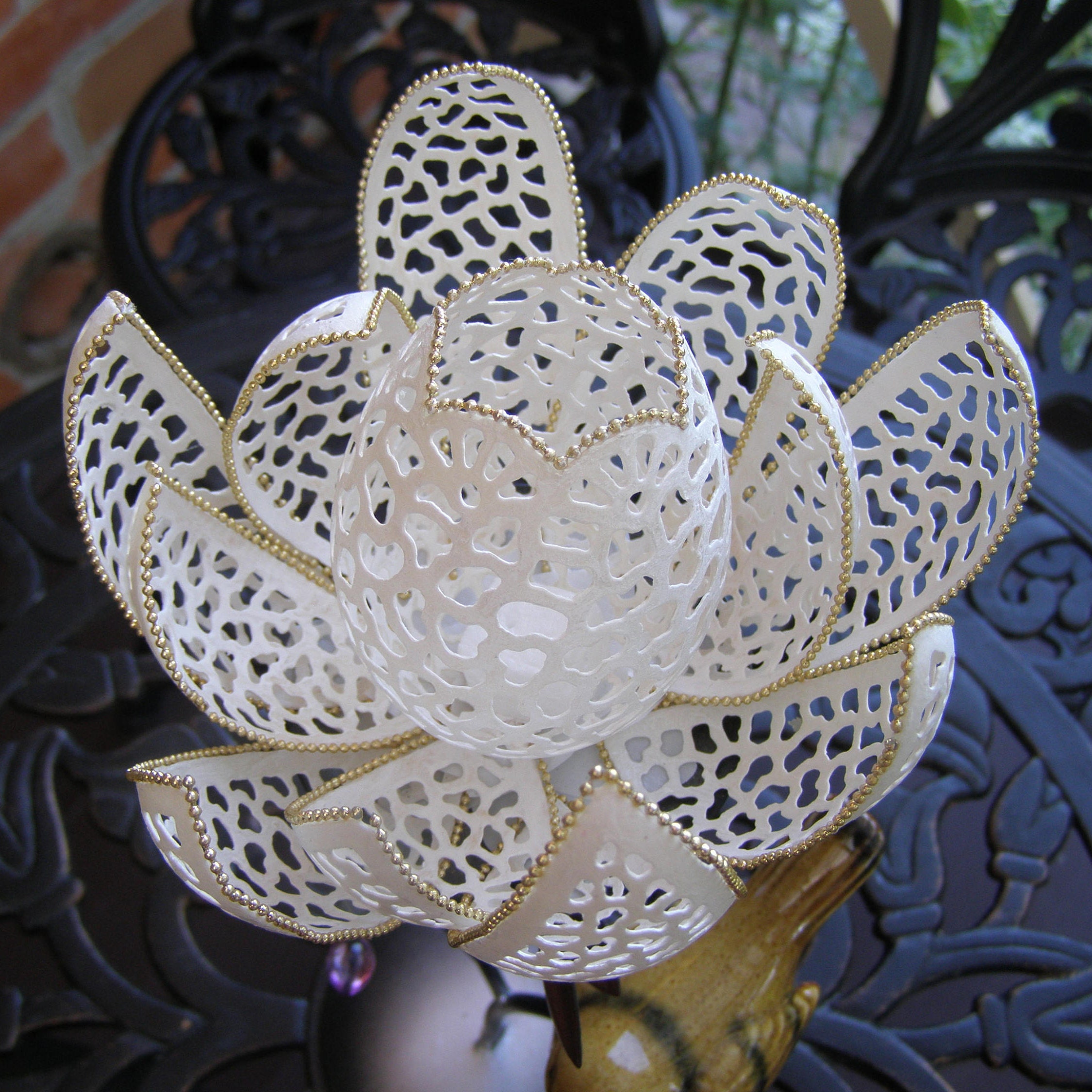 Decorated Goose Egg Shell Carved Eggs Unique Gift Carved Egg