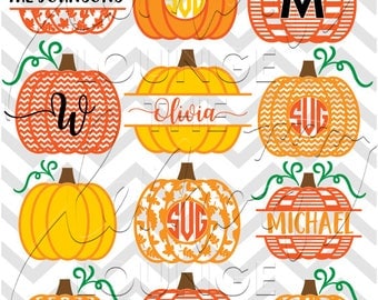 Pumpkin Monogram svg, 12 + 3 monogram svg, pumpkin svg, fall svg, halloween svg, monogram cut file, digital cut file, commercial use OK