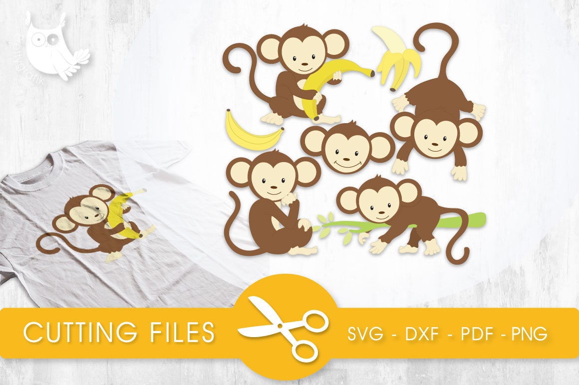 Download Monkey cutting files svg dxf pdf eps included cut files