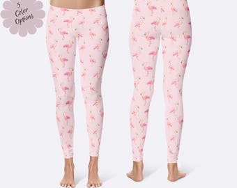 Flamingo Leggings, Tropical Leggings, Unique Leggings, Printed Leggings, Yoga Pants, Womens Leggings, Funny Leggings