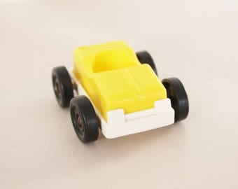 Yellow vintage car Educalux, vintage toy for child, vintage educalux, educalux toy, litlle yellow car