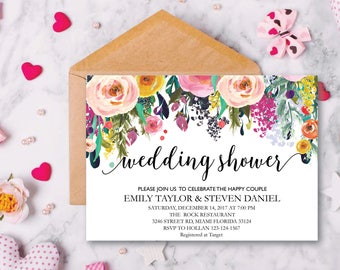 Wedding Shower Invitation, Fall Floral Bridal Shower Card, Couples Shower Invite, Fun wedding program, Instant Download, Decor, Signs, WS 12