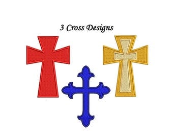 Cross Embroidery Design - 3 designs 3 sizes each instant download