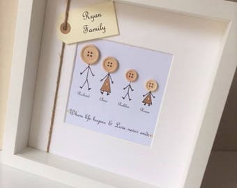 Family Tree Frame / Our Family / Family Box Frame / Family Button Frame / Button Family Frame / Family Gift Frame / Family Frame