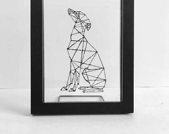 Geometric Greyhound - Italian Greyhound - Whippet - Floating Art - Glass Art - Office Decor