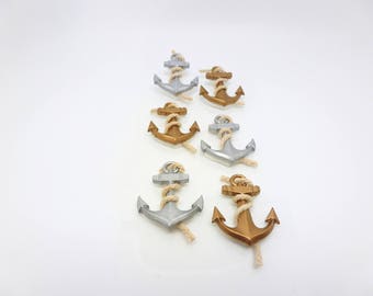 6 stickers 3D anchors - gift wrapping, embellishments, scrapbooking, cards