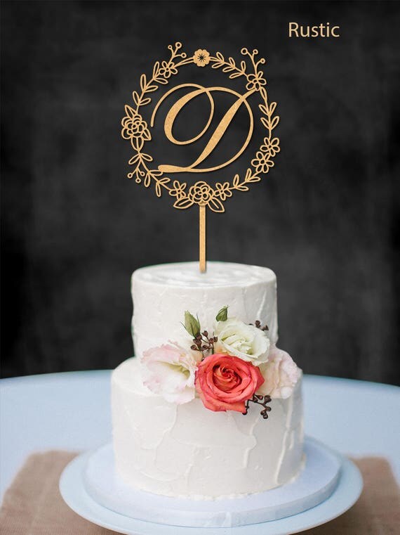 Rustic Wedding Cake Topper Monogram Letter D Rustic Wedding Cake Topper Monogram Letter D