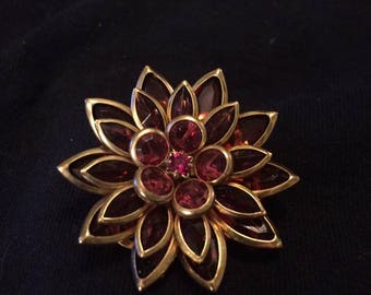 Vintage Avon Red Lotus brooch