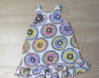 simple cotton dress, stylized floral print