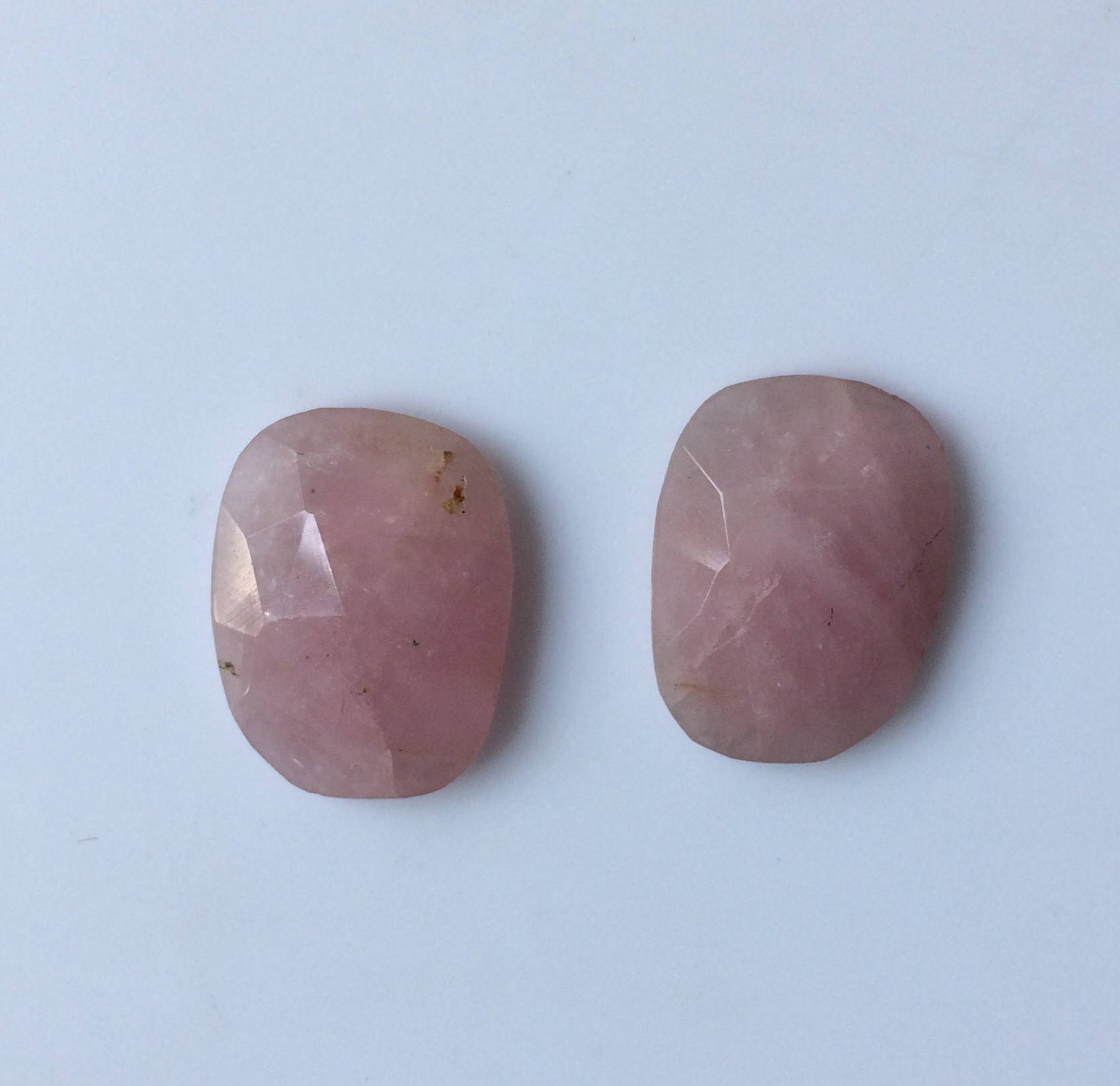 Rose Quartz Fancy Pair, Designer Rose Cut Slice, 17x13 MM, 16 Cts, Rose Quartz Cut Gemstone, 1