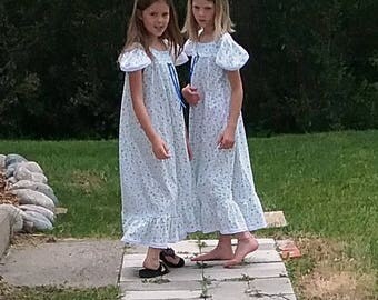 Nightgown-Size 8/ Girls, 100% Cotton-Knit, Wendy nightgown, Light Blue with Butterflies//READY to SHIP//Visit shop for other available sizes