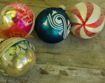 Vintage 50s-60s Mercury Glass Balls Christmas Ornaments/Retro/Mid Century/Bohemian chic