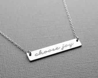 Choose Joy Necklace // Personalized Necklace // Hand Stamped Jewelry // Stamped Jewelry // Hand Stamped Necklace // Sterling Silver Bar