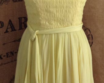 1960's chiffon party dress yellow