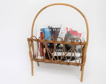 1970s Large Bamboo Magazine Rack