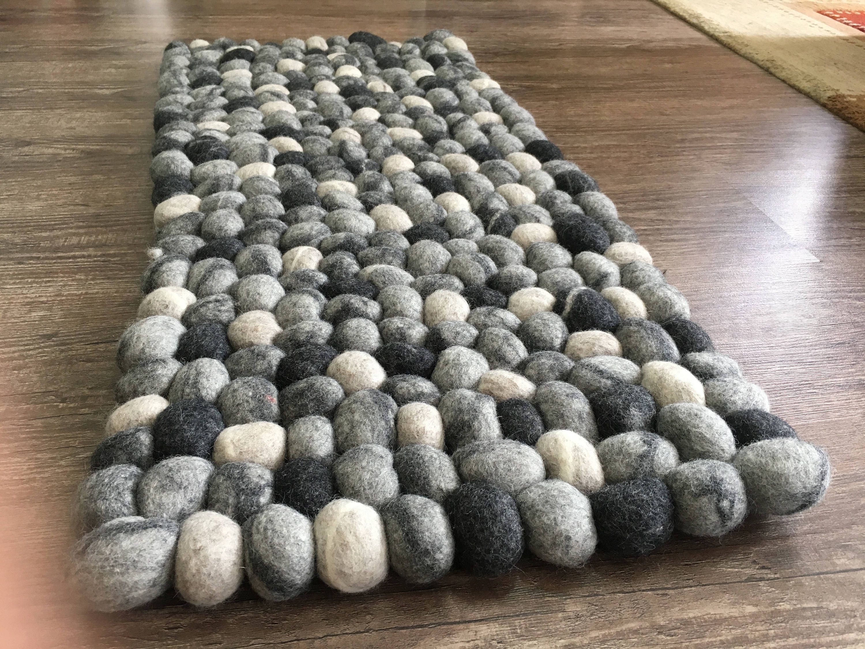 Felted stone rugs Stone rugs Pebble felt rugs handmade felt
