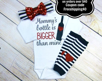 Baby Girl Clothes, Baby Girl Outfit, Baby Girl Gift, New Mom Gift, Wine Mom, Funny Baby Gift, Girl Clothing, Wine Gift, Newborn Leg Warmers