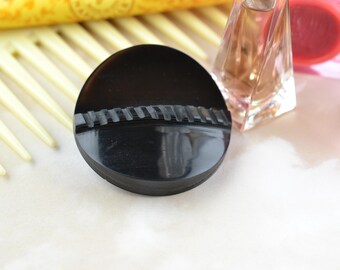 Vintage Button - Black Circular Upcycled Button Brooch - Unique - Repurposed - Sustainable - Eco Friendly Jewellery