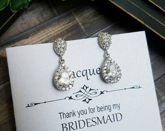 Bridesmaid Earrings, Bridal Earrings, Wedding Earrings, Crystal Teardrop Earrings, Bridesmaid Jewelry, Bridal Jewelry, Bridesmaid Gift