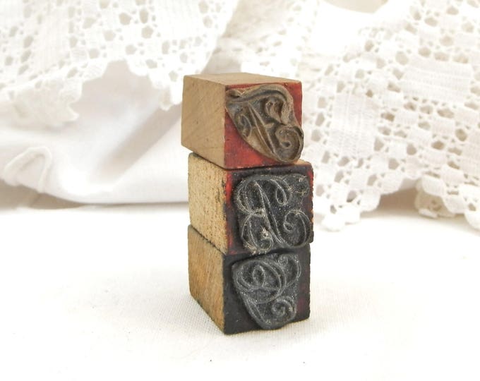 3 Antique French Embroidery Monogram Stamps Letters F B G, Decorative Italic Letter Stamp