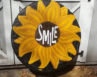 Sunflowers, monogrammed, personalized, made to order, gift for her, hand painted spare tire covers, jeep liberty
