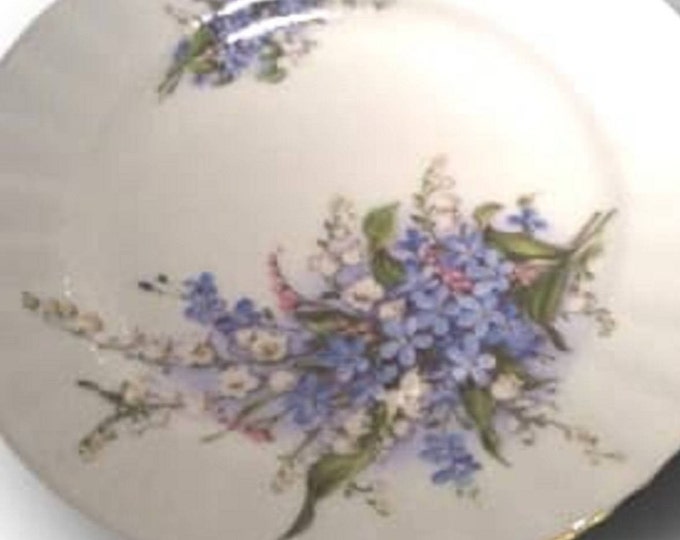 Rohn Porcelain German Plates, Vintage Dishes, Stadtlengsfeld, Germany, Blue and White, Floral Sprays