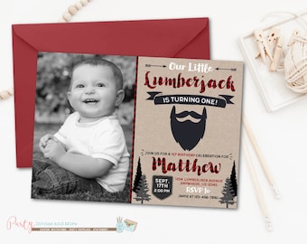 Lumberjack Birthday Invitation, Lumberjack Invitation, Buffalo Plaid Invitation, Lumber Jack Invitation, Boy Birthday Invitation