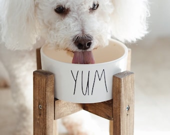Small Dog Bowl Stand / Elevated Dog Bowl / Raised Dog Feeder / Midcentury Dog Stand / Rae Dunn Dog Bowl