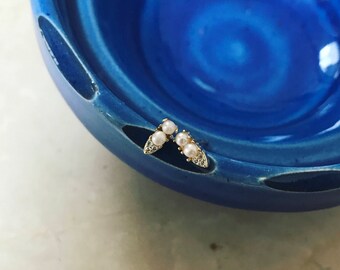 TWO STYLES 'Arista' Earrings - Petite Pearl & Opal Zircon Earrings