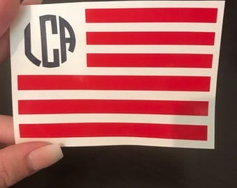 DECAL for Ozark/Yeti/RTIC Tumbler // American Flag Monogram