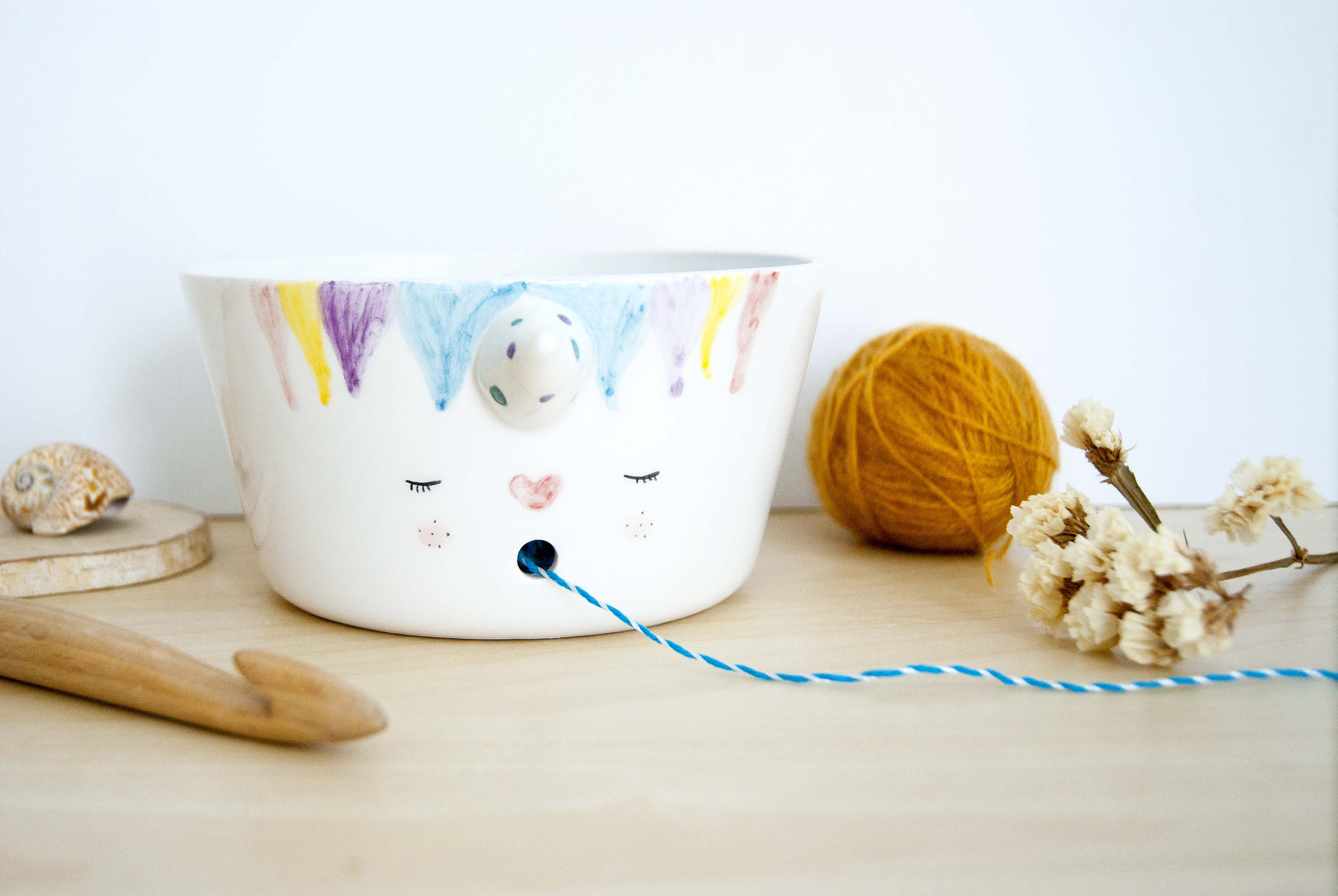Ceramic unicorn yarn bowl Unicorn knitting bowl Unicorn