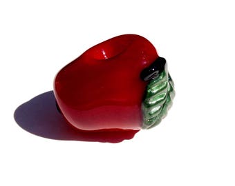 Deluxe Candy Red Apple Glass Pipe with Sparkles Smoking Bowl