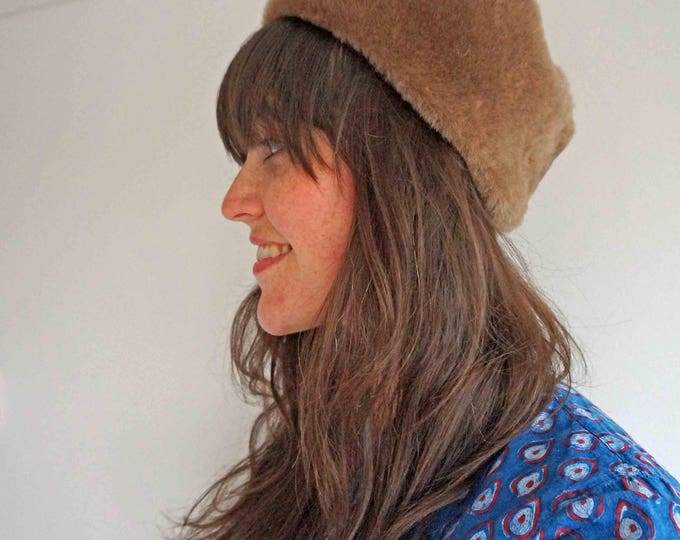 Faux Fur Hat, Vintage 60s Hat, Womens Hat, Winter Hat, Beige Faux Fur Hat, Womens Winter Hat, Russian Hat, Warm Hat Russian Fur Hat Boho Hat
