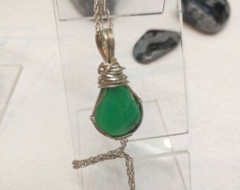 Custom Cut Gem Silica, Wrapped in Sterling Silver.