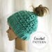 Messy Bun Hat CROCHET PATTERN - Pattern for Crochet Ponytail Hat - Bun Beanie Crochet Pattern - Running Hat Pattern - Bun Hat Pattern