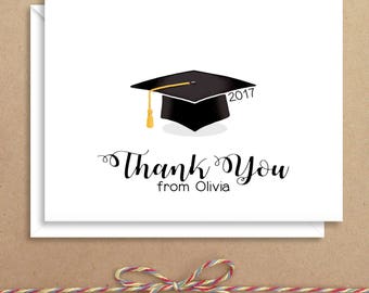 Graduation Note Cards - Grad Thank You Cards - Personalized Stationery - Thank You Notes - Folded Grad Note Cards