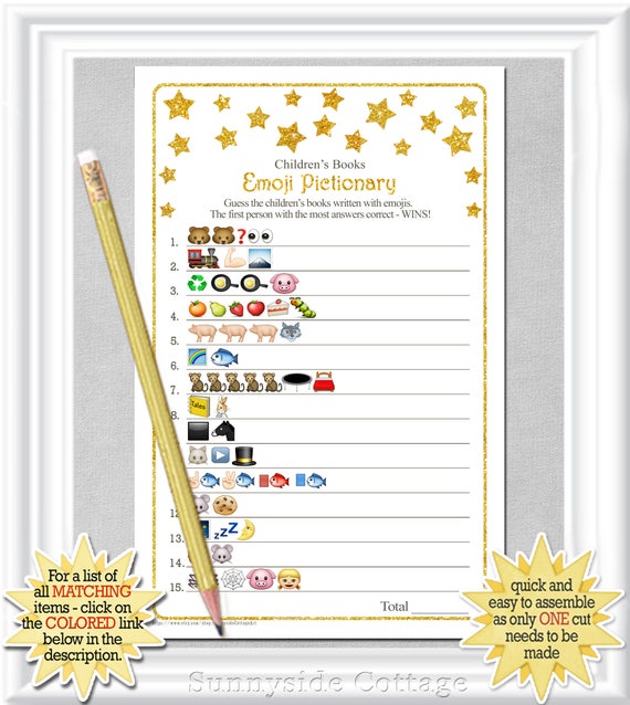 Instant Download Children's Books EMOJI Pictionary game