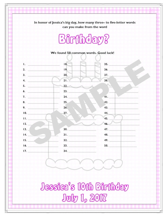 How Many Words Can You Make From Birthday