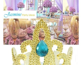 Princess Jasmine Costume Jewel Gold Tiara | Aladdin Dress | Disney Princess | Birthday Party | Halloween Jasmine | Arabian Beauty